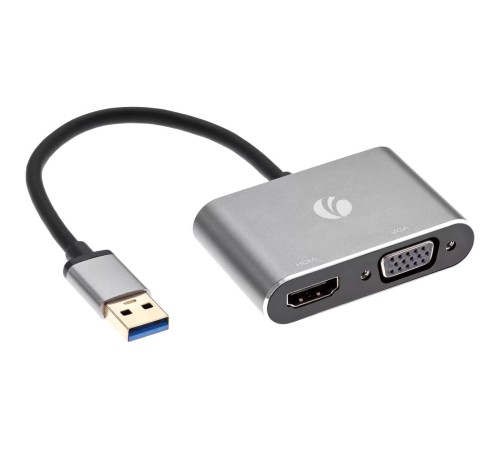 Кабель-переходник/ Кабель-переходник USB 3.0 (Am) --> HDMI(f)+VGA(f), Aluminum Shell, VCOM <CU322M> Кабель-переходник/ Кабель-переходник USB 3.0 (Am) --> HDMI(f)+VGA(f), Aluminum Shell, VCOM <CU322M>
