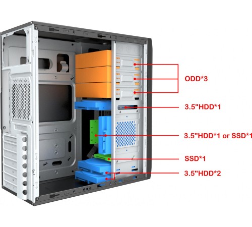 Корпус c блоком питания 450 Ватт/ Case Foxline FL-815, ATX, 3x5.25EXT, 1x3.5EXT, 3x3.5INT, 2xUSB2.0, HDA, w/o FAN, w/450W ATX PSU, w/1.2m EU pwr cord
