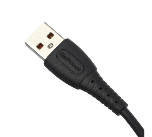 Кабель/ Кабель GoPower GP07L USB (m)-Lightning (m) 1.0м 2.4A силикон черный (1/200/800)