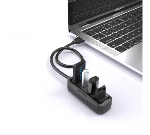 Концентратор Vention USB 2.0 на 4 порта Черный - 1м. Концентратор Vention USB 2.0 на 4 порта Черный - 1м.