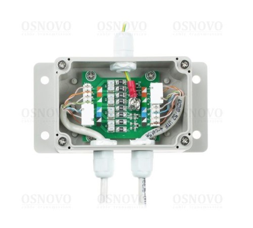 Устройство грозозащиты OSNOVO SP-IP/1000PW(ver.2) Уличное устройство грозозащиты для локальной вычислительной сети (скорость до 1000 Мб/с).Совместимо с оборудованием PoE IEEE 802.3af/at/bt. Поддержка PoE устройств мощностью