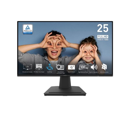 Монитор MSI PRO MP252 24.5" 16:9 FHD(1920x1080) IPS Flat,1ms(MPRT),1300:1,100M:1,300nit,178/178,HDMI 1.4,DP 1.2a,Speaker,Tilt, VESA,100Hz,Black,1y war-ty
