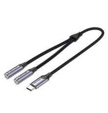 Переходник-разветвитель Vention гибкий USB-C M/Jack 3.5 mm F x 2 (Аудио+Микрофон) - 0.3м