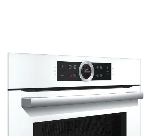 Встраиваемая электрическая духовка BOSCH С СВЧ, 45.5x59.5x54.8 см, 45л, дисплей, 6 режимов, EcoClean,белый, максимальная мощность микроволн 900 Вт