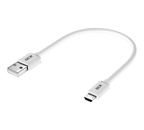 GCR Кабель 0.15m MicroUSB, белый, быстрая зарядка, 28/24 AWG, GCR-53360