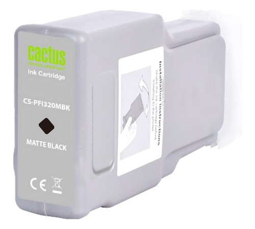 -/ Картридж струйный Cactus CS-PFI320MBK черный матовый (300мл) для Canon imagePROGRAF TM-200/TM-200 MF