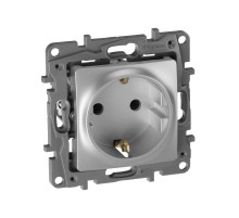 Розетка 2К+З, немецкий стандарт, винтовые зажимы, 16А, 250В~, Etika, алюминий