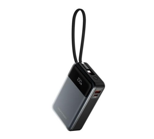 Power Bank Vention 20000mAh(USB-C + USB-C/USB-A) со встроенным кабелем 65W с LED Дисплеем, шт. Power Bank Vention 20000mAh(USB-C + USB-C/USB-A) со встроенным кабелем 65W с LED Дисплеем, шт.