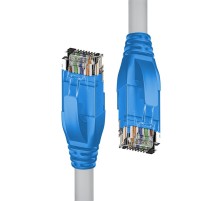 Патч-корд прямой 0.5m UTP кат.5e, серый, синие коннекторы, 24 AWG, литой, ethernet high speed 1 Гбит/с, RJ45, T568B