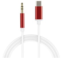 Кабель аудио TypeC - AUX jack 3,5mm, ультрагибкий, белый, красный, GCR-52327