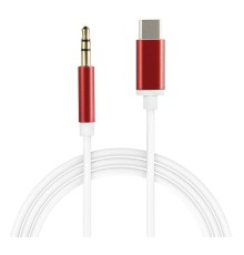Кабель аудио TypeC - AUX jack 3,5mm, ультрагибкий, белый, красный, GCR-52327