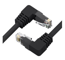 GCR Патч-корд прямой 15.0m UTP кат.5e, черный, верхний/верхний угол, литой, ethernet high speed, RJ45, T568B