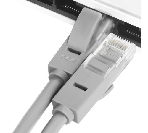 GCR Патч-корд перекрестный ethernet 15.0m UTP кат.5е, серый, RJ45, литой