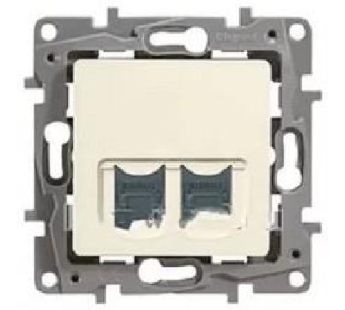 Двойная розетка RJ 45, категория 5е, UTP, Etika, слоновая кость