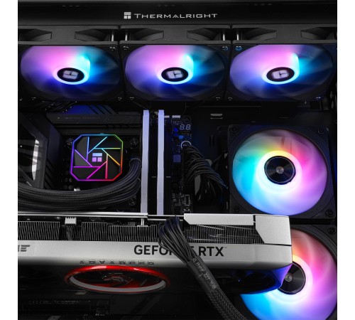 Система жидкостного охлаждения/ Water Cooling System Thermalright Aqua Elite 360 V3 (360mm, Black, ARGB/ Fans: 3x120mm, 66.17CFM, 25.6dBA, 1500RPM/ Pump height 53mm, 23dBA, 3300RPM, Rad thickness 27mm/ S: 1700, 1200, 20XX, 115X, AM5, AM4) Система жидкостного охлаждения/ Water Cooling System Thermalright Aqua Elite 360 V3 (360mm, Black, ARGB/ Fans: 3x120mm, 66.17CFM, 25.6dBA, 1500RPM/ Pump height 53mm, 23dBA, 3300RPM, Rad thickness 27mm/ S: 1700, 1200, 20XX, 115X, AM5, AM4)