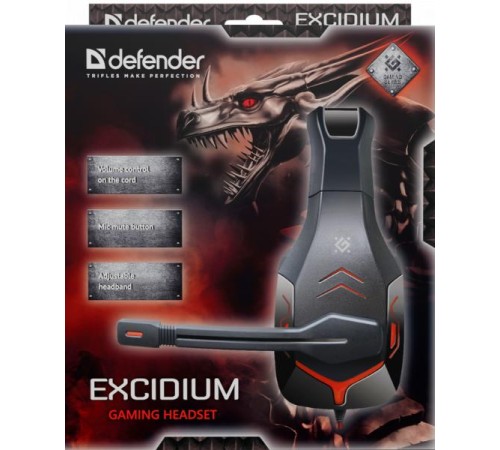 Defender Игровая гарнитура Excidium красный + черный, кабель 2,2 м