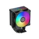 Кулер для процессора/ CPU Cooler PCCooler R400 ARGB BK (180W, 4-pin PWM, 133mm, Al/Cu, 4x6mm, ARGB, 1x92mm, 40.94CFM, 30dBA, 2200RPM, S: 1851/1700/1200/115X, AM5/AM4, black)