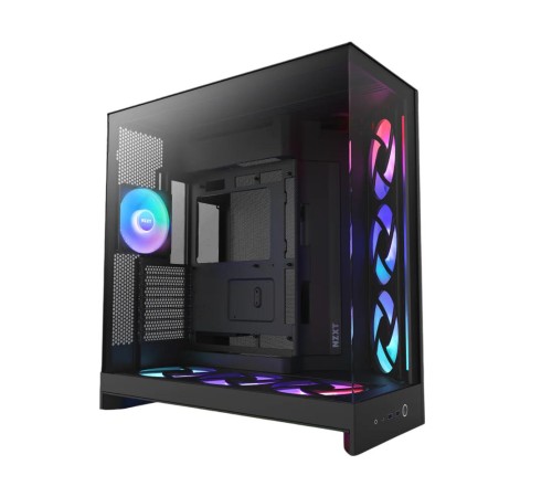 Корпус без блока питания/ Case NZXT H9 Flow RGB+ (2025), Midi-Tower, TG, 6x140mm RGB + 1x120mm RGB, 2xUSB-A 3.2 + 1xUSB-C 3.2, E-ATX, ATX, mATX, mITX Black