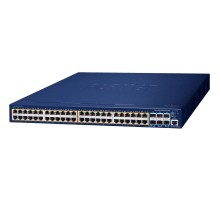 коммутатор/ PLANET Layer 3 48-Port 10/100/1000T 802.3at PoE + 6-Port 10G SFP+ Stackable Managed Switch (AC 370W, AC+DC 740W PoE budget, Hardware stacking up to 8 units, hardware-based Layer 3 IPv4/IPv6 Routing and VRRP, supports ERPS Ring)