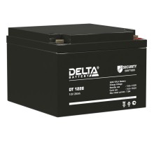 Батарея DELTA серия DT, DT 1226, напряжение 12В, емкость 26Ач (разряд 20 часов),  макс. ток разряда (5 сек.) 390А, макс. ток заряда 7.8А, свинцово-кислотная типа AGM, клеммы под гайку и болт M6, ДxШxВ 175х166х125мм., вес 8кг., срок службы 5 лет./ Battery