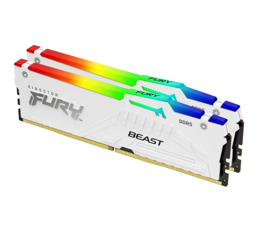 Память оперативная/ Kingston 64GB 6000MT/s DDR5 CL36 DIMM (Kit of 2) FURY Beast White RGB EXPO Память оперативная/ Kingston 64GB 6000MT/s DDR5 CL36 DIMM (Kit of 2) FURY Beast White RGB EXPO