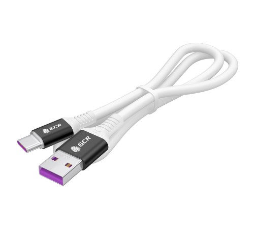 GCR Кабель 0.5m, TypeC POWER DELIVERY 60 W, 5A max, быстрая зарядка, белый TPE, AL case черный, белый ПВХ, 28/22 AWG, GCR-53655
