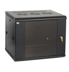 19" настенный шкаф 6U 600x450, стекл. передняя дверь, черный (плоск. упак)