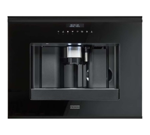 Встраиваемая кофемашина Franke FMY 45 CM BK/ Best, встраиваемая кофемашина, сенсорное управления, светодиодная подсветка зоны подачи кофе, LCD-дисплей на русском языке, 6 вариантов кофе, 5 уровней крепости напистка, возможность приготовления двух чашек од
