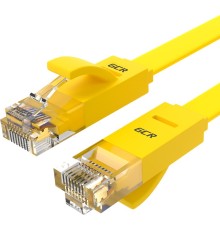 GCR Патч-корд PROF плоский прямой 3.0m, UTP медь кат.6, желтый, 30 AWG, GCR-LNC622-3.0m, ethernet high speed 10 Гбит/с, RJ45, T568B