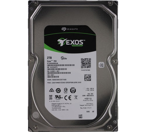 Жесткий диск/ HDD Seagate SAS 2Tb Exos 7200 12Gb/s 256Mb 512e 1 year warranty