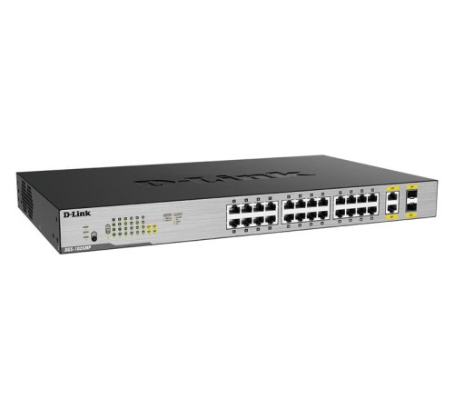 Коммутатор D-Link Неуправляемый PoE-коммутатор, 24x1000Base-T PoE, 2xCombo 1000Base-T/SFP, PoE-бюджет 370 Вт, корпус металл