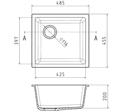 Кухонная мойка RIVELATO RIVELATO Мойка BERKANA 45 1-чаш 485*455, монтаж: универсальный, материал: кварц, цвет: иней Кухонная мойка RIVELATO RIVELATO Мойка BERKANA 45 1-чаш 485*455, монтаж: универсальный, материал: кварц, цвет: иней