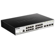 Коммутатор D-Link Управляемый L2 коммутатор, 16x1000Base-T, 4x1000Base-X SFP, защита от статического электричества до 6 кВ, CLI, консольный порт RJ-45, RPS, поддержка Dying Gasp
