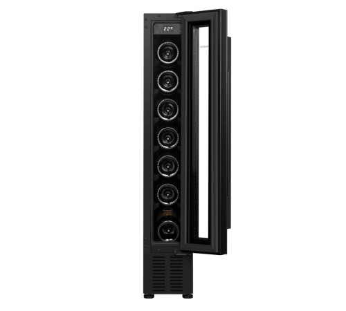 Винный шкаф/ Винный шкаф MAUNFELD MBWC-20S7, ВхШхГ 870х150х568 мм, 7 бутылок, от 5 ° C до 20 ° C, отдельностоящий/встраиваемый, полезный объем 20 л, электронный термостат, индикация температуры, диапазон влажности 50-80%, вентилятор для распределения темп