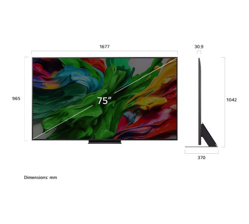 Телевизор ЖК 100'' LG/ 100", Ultra HD, Dynamic QNED Color, Local Dimming, Smart TV, WebOS, Wi-Fi, DVB-T2/C/S2, MR, 2.2 ch (40W) Dolby Atmos, 120Hz Native (VRR 144Hz), 3 HDMI, 2 USB, 1 Pole, Charcoal Black, 2025