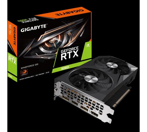 Видеокарта/ VGA GIGABYTE NVIDIA GeForce RTX 3060 WINDFORCE 12G REV1.0 12GB, GDDR6/192-bit, PCIe 4.0, 2xHDMI 2.1, 2xDP, 2-slot