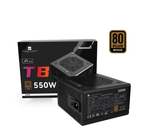 Блок питания 550W/ Power Supply Thermalright, 550W 80+ Bronze (ATX, 3.0, Non-modular, 1x24(20+4)pin 550mm, 1xCPU*2 8(4+4)pin 600+150mm, 1xPCIe 8(6+2)pin 450mm, 1xSATA*3+MOLEX4pin*1 400+150+150+150mm, 1xSATA*2+MOLEX4pin*2 400+150+150+150mm, Active, 120x120
