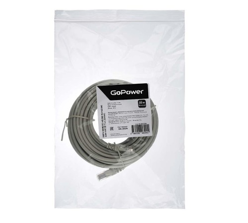 Патч-корд/ Патч-корд GoPower RJ-45 (m)-RJ-45 (m) 20.0м кат.5е ПВХ 26AWG CCA серый в пакете (1/20)