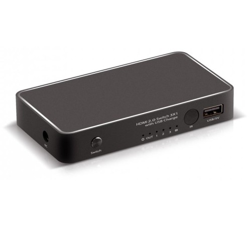 Greenconnect Переключатель HDMI V2.0+USB Charge 3 к 1 серия Greenline Greenconnect Переключатель HDMI V2.0+USB Charge 3 к 1 серия Greenline