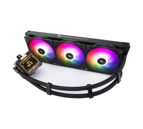 Водяное охлаждение для процессора/ Water Cooling System Thermalright Frozen Warframe 360 Black Argb (360mm, Black, ARGB/ Fans: 3x120mm, 70.84CFM, 29.8dBA, 2000RPM/ Pump height 60mm, 23dBA, 3000RPM, Rad thickness 27mm/ S: 1200, 1700, 1851, 2011, 2066, 115X