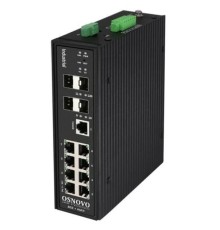 Коммутатор/ OSNOVO Промышленный гигабитный L2+ коммутатор на 12 портов с функцией мониторинга температуры/ влажности/ напряжения, 8*10/100/1000Base-T, 4*SFP 1000Base-X, БП опционально
