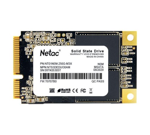 SSD накопитель Netac SSD N5M 256GB mSATA SATAIII 3D NAND, R/W up to 540/490MB/s, TBW 140TB, 3y wty SSD накопитель Netac SSD N5M 256GB mSATA SATAIII 3D NAND, R/W up to 540/490MB/s, TBW 140TB, 3y wty