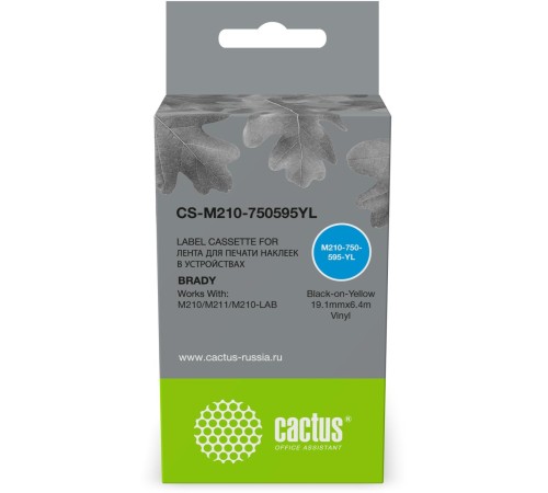 -/ Картридж ленточный Cactus CS-M210-750595YL M210-750-595-YL для Brady M210/M211/M210-LAB