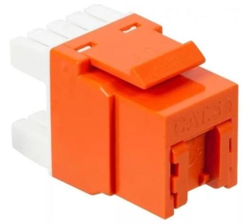 Модуль Keystone, RJ45, кат.5E, UTP, 180 градусов, со встроенной шторкой, оранжевый