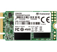 Твердотельный накопитель/ Transcend SSD 430S, 256GB, M.2(22x42mm), SATA3, 3D TLC, R/W 530/400MB/s, IOPs 45 000/70 000, DRAM buffer 256MB, TBW 140, DWPD 0.3 (5 лет)