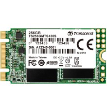 Твердотельный накопитель/ Transcend SSD 430S, 256GB, M.2(22x42mm), SATA3, 3D TLC, R/W 530/400MB/s, IOPs 45 000/70 000, DRAM buffer 256MB, TBW 140, DWPD 0.3 (5 лет)