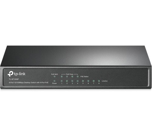 Коммутатор/ 8-port 10/100M PoE Switch, 8 10/100M RJ45 ports including 4 PoE ports, steel case