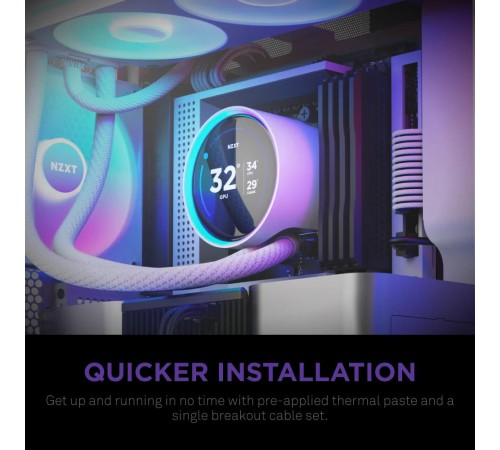 Система жидкостного охлаждения для ПК/ Water Cooling System NZXT Kraken Elite 420 RGB (350W, 420mm, LED temp., White/ Fans: 3x140mm, 98.61CFM, 34.5dBA, 2000RPM/ Pump height 65mm, 2800RPM, Rad thickness 27mm/ S: 1851, 1700, 1200, 115X, AM5, AM4)