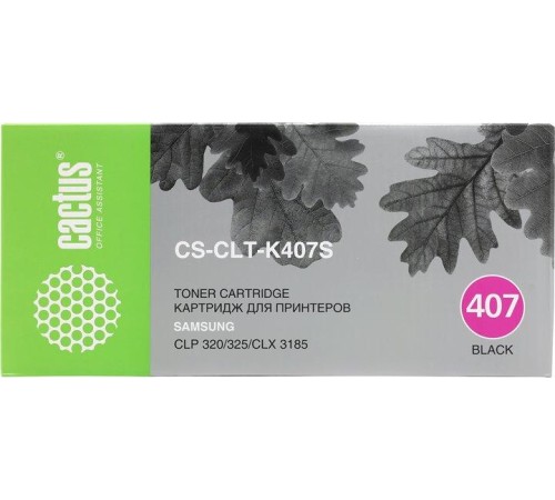 -/ Картридж лазерный Cactus CS-CLT-K407S CLT-K407S черный (1500стр.) для Samsung CLP320/320n/325/CLX318