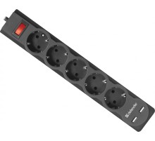 Сетевой фильтр Defender DFS 753 3,0 м, 5 розеток, 2xUSB, 2.1A